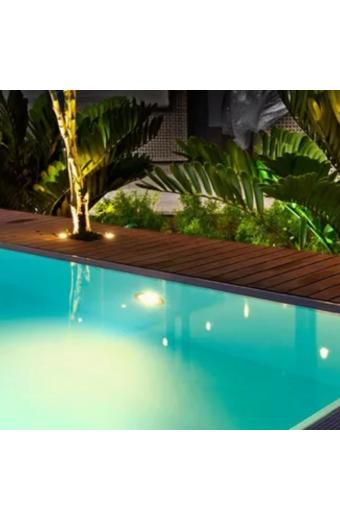 Refletor Led Piscina 9w Branco Frio 6500k Corpo Transparente Iluctron