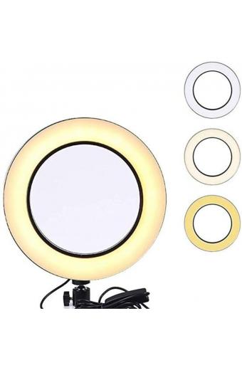 Mini Ring Light Led de Mesa (20 cm) 3k/4k/65k corpo Preto