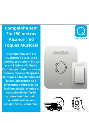 Campainha Sem Fio Branca 60 Toques Qualitronix