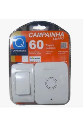 Campainha Sem Fio Branca 60 Toques Qualitronix