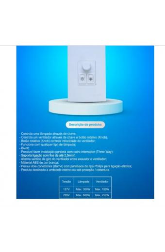Controle Ventilador de Teto 4x2 Qualitronix