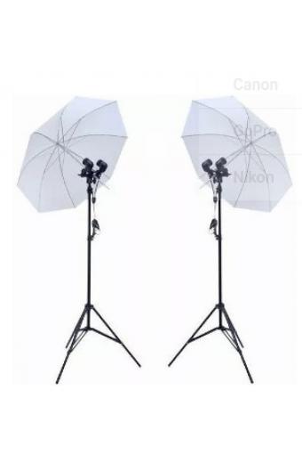 Kit Para Studio Fotográfico Com 2 sombrinhas Branca Equifoto