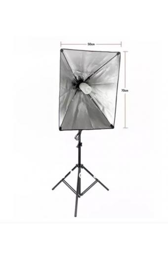 Kit Studio Fotográfico Triplo 3Cabeças C/Girrafa 1Soquete E27 3SoftBox 50x70 3Tripés 1Bolsa Greika