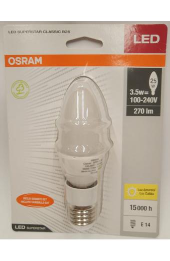 Lampada LED Vela E14 3.5W 3000K Fosca OSRAM c/ adaptador E14/E27 