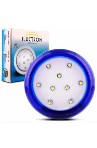 Refletor Led Piscina 9W 12V Corpo Azul 6500K 8CM TUBO 3/4 Iluctron