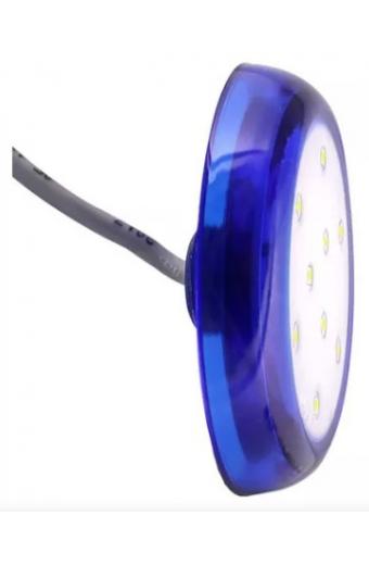Refletor Led Piscina 9W 12V Corpo Azul 6500K 8CM TUBO 3/4 Oring Iluctron