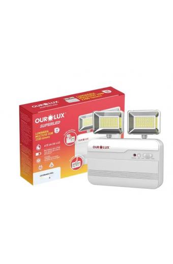 Luminária de Emergência Led Multiuso 2 Faróis Ourolux