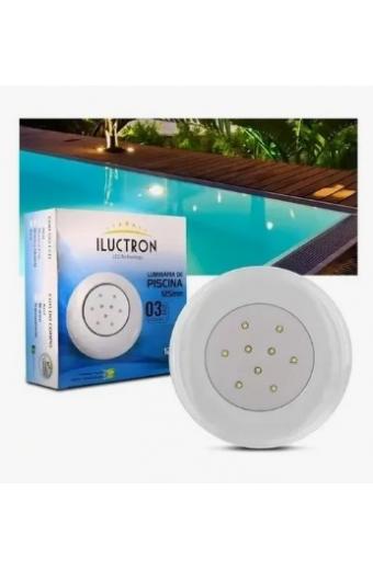 Refletor Led Piscina 9w 12v 12.5cm RGB Corpo Branco Iluctron