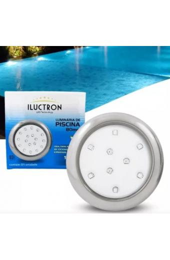 Refletor Led Piscina 9w 12v 6500K 8cm 3/4 Oring Corpo Inox Iluctron