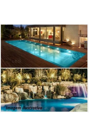 Refletor Led Piscina 9w 12v 6500K 8cm 3/4 Oring Corpo Inox Iluctron
