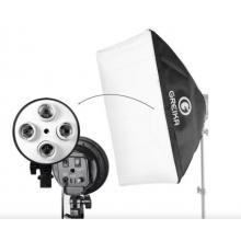 Kit Studio Fotográfico Simples 1Cabeça 4Soquetes E27 1Soft Box 50x70 Greika