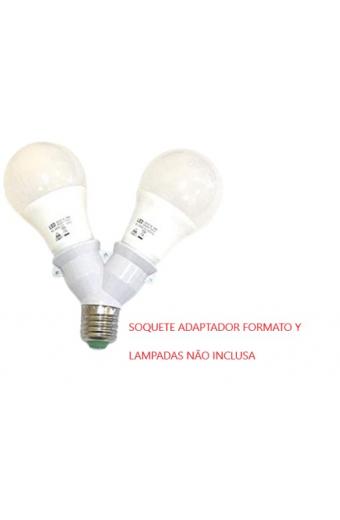 Soquete adaptador bocal duplo tipo Y E27