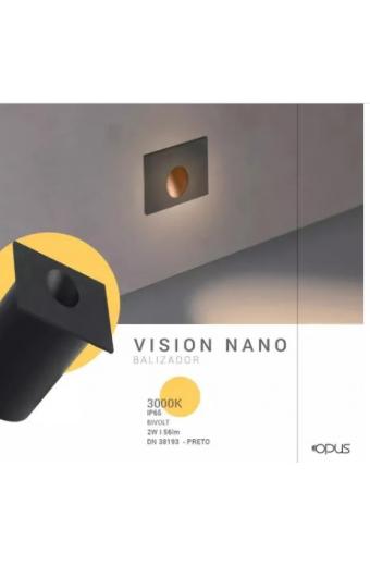 Balizador Led Nano Vision 2W 3000k Preto Bivolt Opus