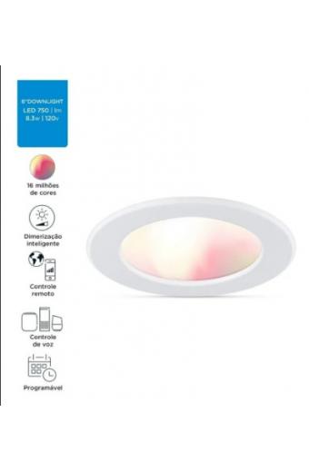 Luminária Led Redondo Embutir 8.3W 110V ( WIFI - WIZ Philips ) RGB Alexa 