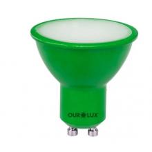 Lampada Led GU10 4W Color Verde Ourolux Multitensão