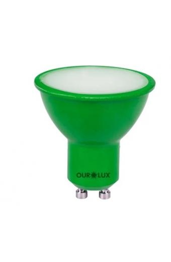 Lampada Led GU10 4W Color (Verde ) Ourolux -Multitensão