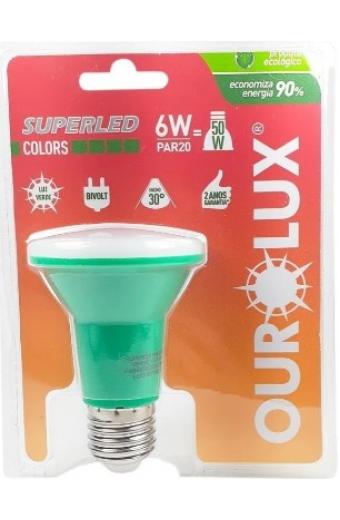 Lampada Led Par20 6W Color Verde ( Ourolux ) Multitensão
