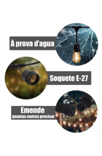 Festão - Cordão C/10 Lampadas - 5 Metros X 10 Soquetes