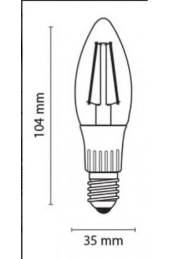 Lampada Led Filamento Vela E14 3W 6000K Ourolux Mutitensão