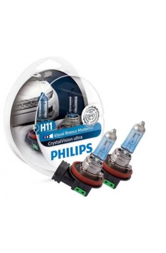 Lampada Auto H11Cristal Vision Ultra 12v 55w Philips