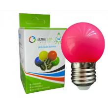 Lampada Led Bolinha Color Rosa 1w 110v Embuled