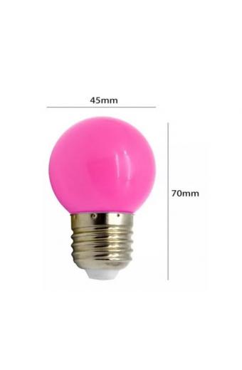 Lampada Led Bolinha Color Rosa 1w 110v Embuled