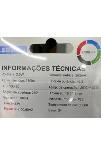 Lampada Led G4 12V 2,5W Embuled
