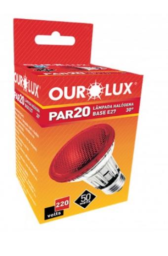 Lampada PAR20 220V 50W Vermelha Ourolux