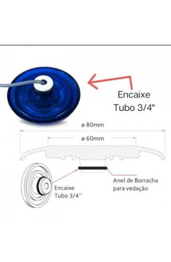 Refletor Led Piscina 9W 12V Corpo Azul Luz Azul 8CM TUBO 3/4 Oring Iluctron