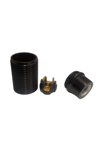 Soquete E14 Preto Com Rosca Externa Baquelite Lucchi