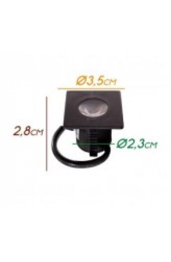 Mini Spot Para Moveis Quadrado Preto 1w 3000k Bivolt