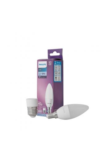 Lampada Led Filamento Vela E14 Com Adaptador E27 2700k 3.5w Philips