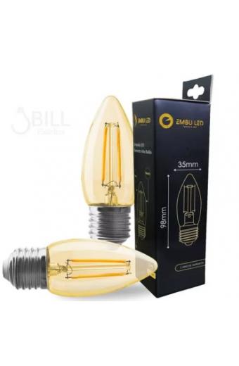 Lampada Led Filamento Vela E27 2200k 2w Embuled